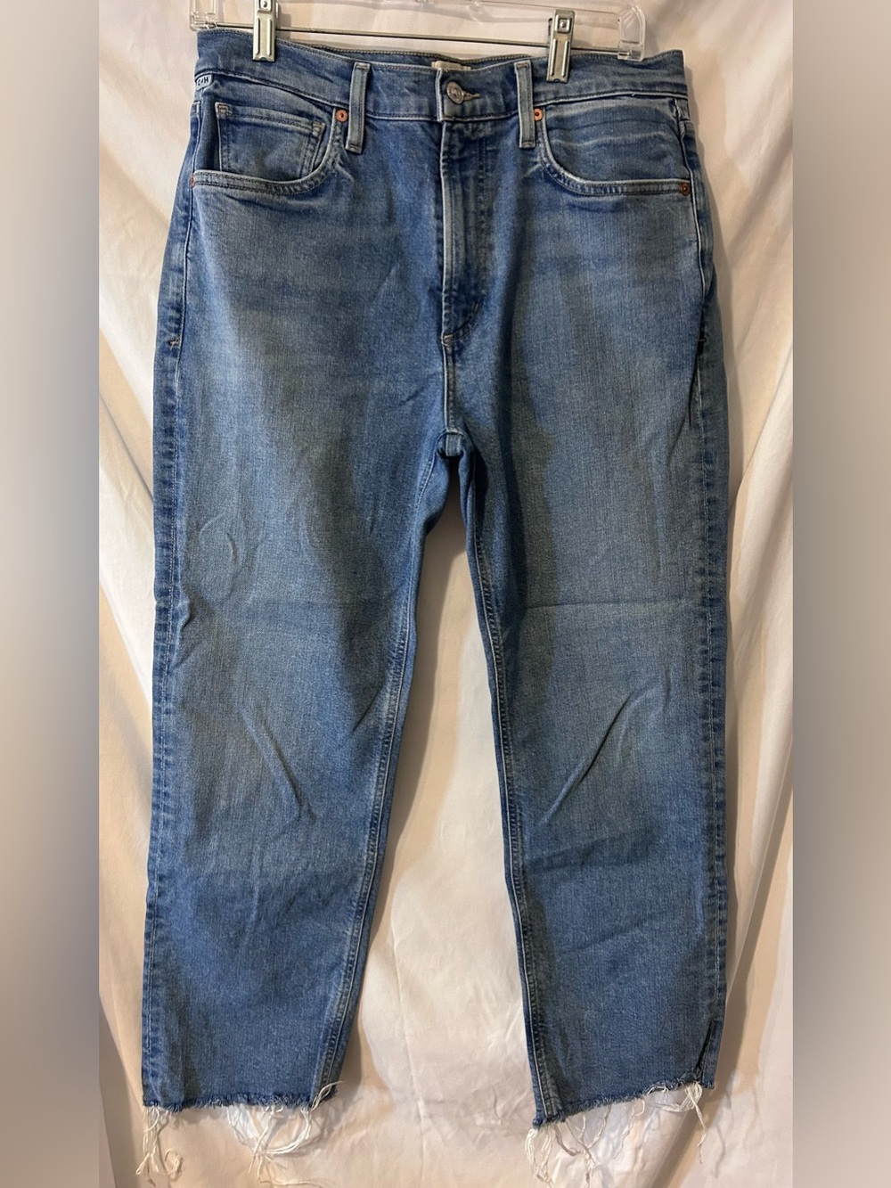 Citizens Of Humanity Daphne Cropped Denim Jeans Size 29 Medium Wash Raw Hem
